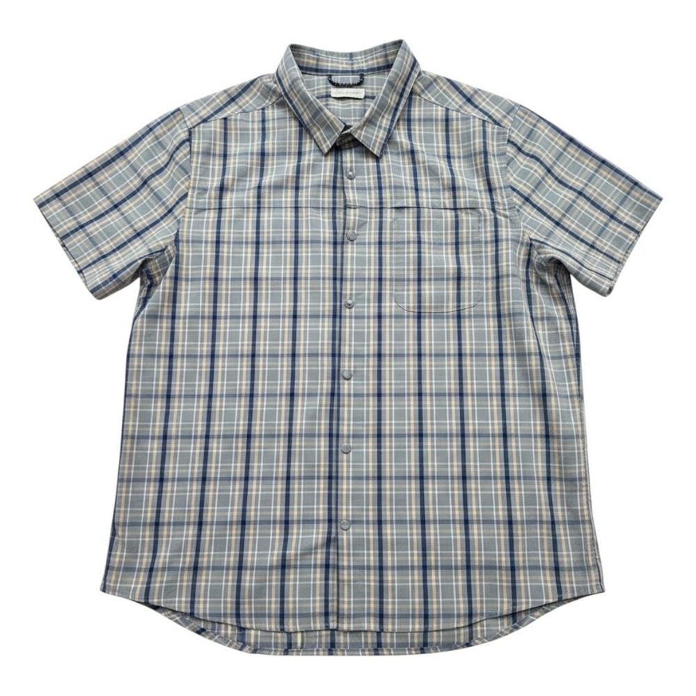 Ecothreads Men's 2XL Green Plaid Short Sleeve Snap Shirt Zipper‎ Pocket